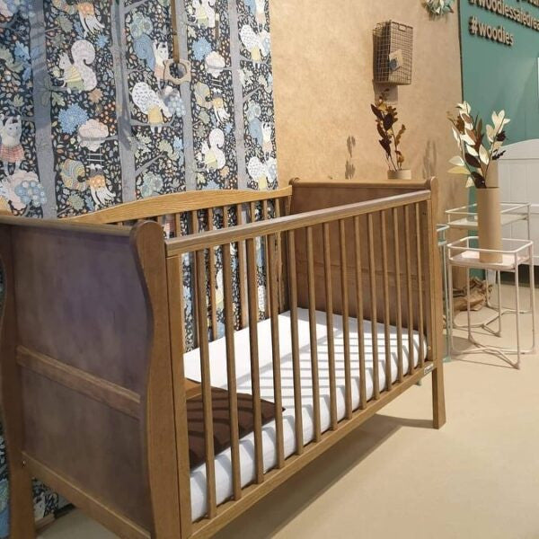 Patut Bebe, 120x60 cm, din Lemn Masiv, Noble Vintage, Woodies Safe Dreams