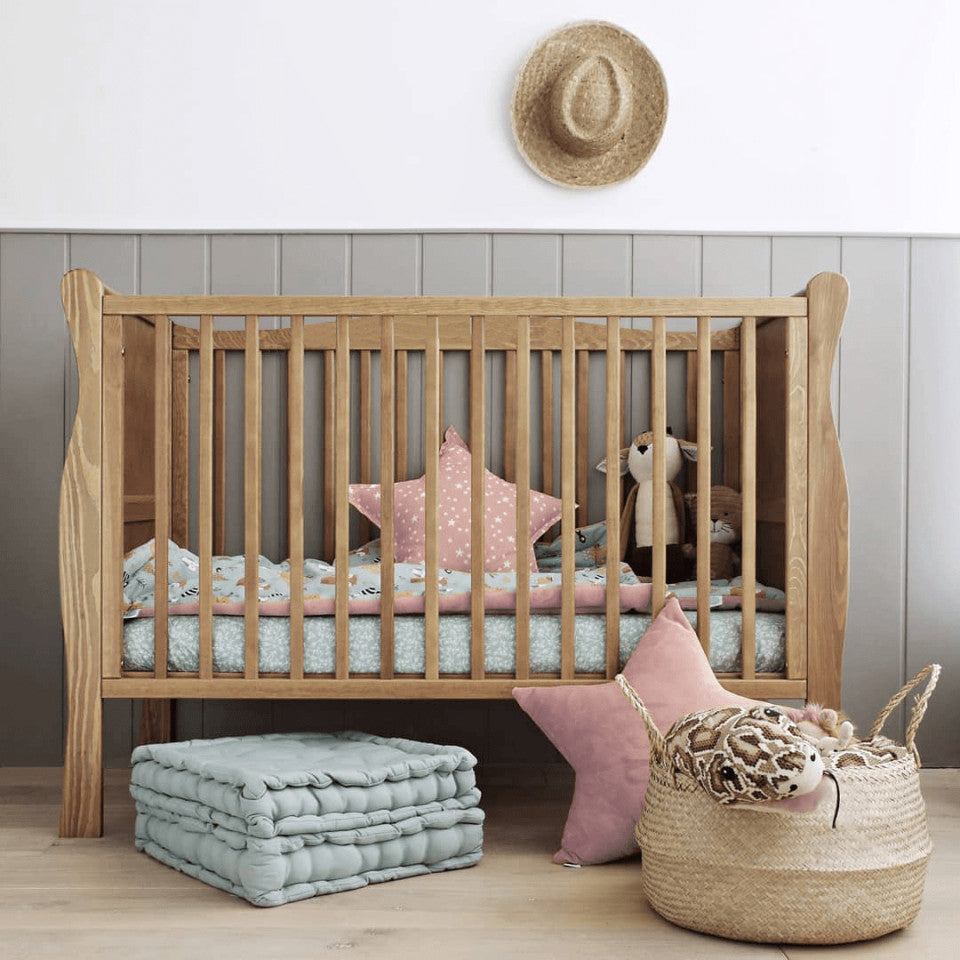 Patut Bebe, 120x60 cm, din Lemn Masiv, Noble Vintage, Woodies Safe Dreams