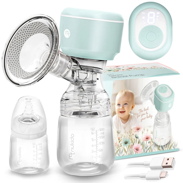 Pompa electrica de san, Nukido, NK-962, wireless, cu 3 faze de aspirare, baterii, modul de stimulare, functie masaj, sticla 180 ml, tetina dinamica