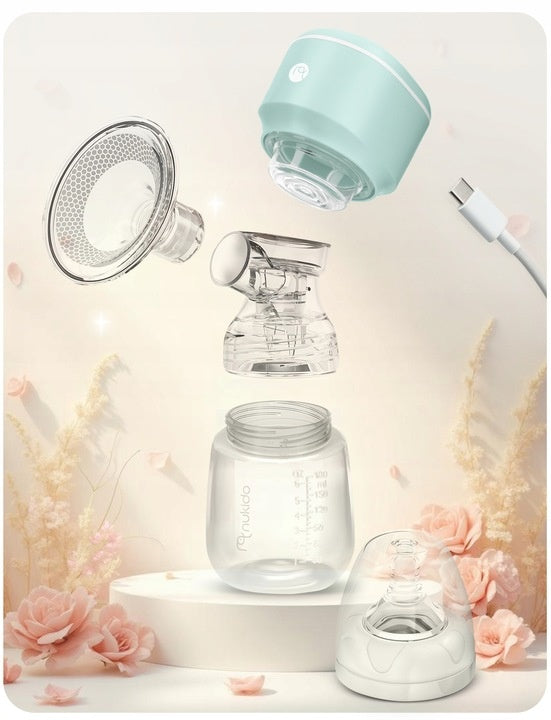 Pompa electrica de san, Nukido, NK-962, wireless, cu 3 faze de aspirare, baterii, modul de stimulare, functie masaj, sticla 180 ml, tetina dinamica
