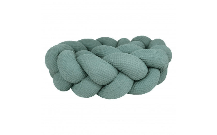 Protectie impletita pentru patut copii, cu Textura de Vafa, Verde, 210 cm, Waldin