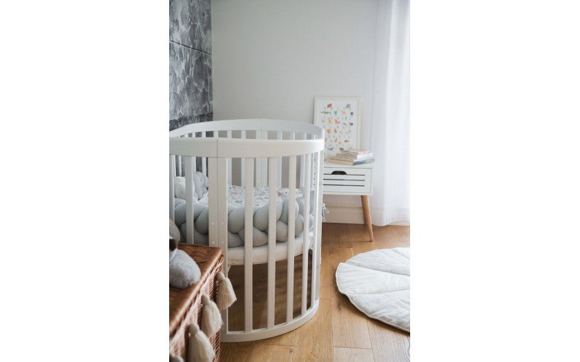 Protectie impletita pentru patut copii, cu Textura de Vafa, Verde, 210 cm, Waldin