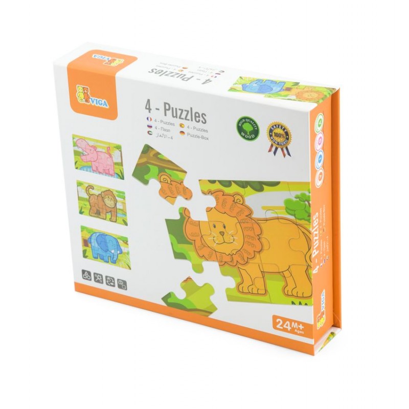 Puzzle conectabil 4 in 1 - Jungla, VIGA