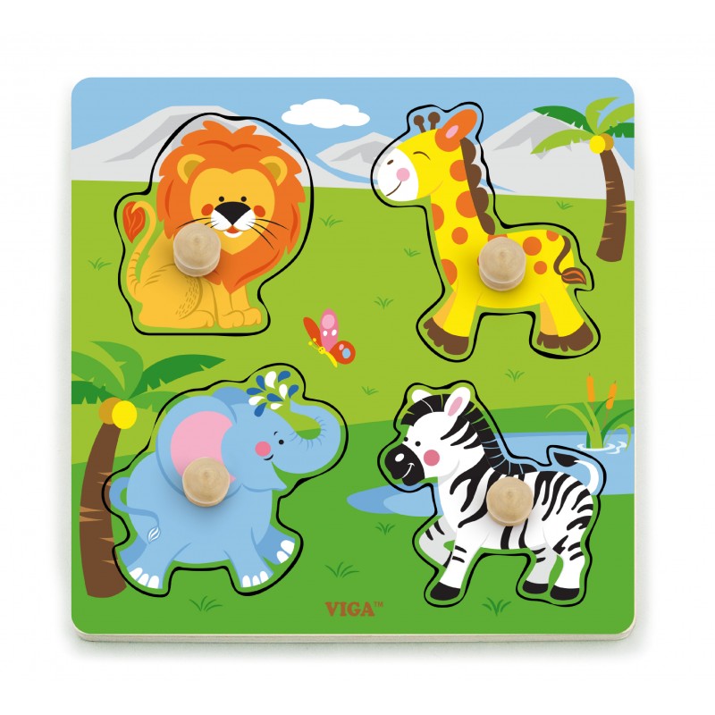 Puzzle cu manere - animale salbatice, VIGA