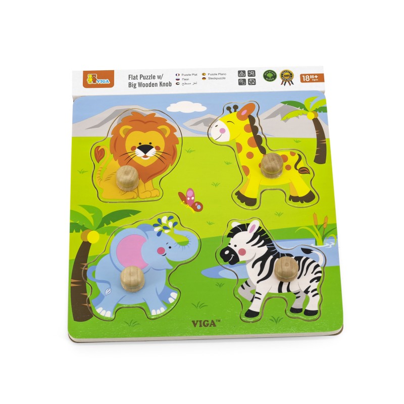 Puzzle cu manere - animale salbatice, VIGA