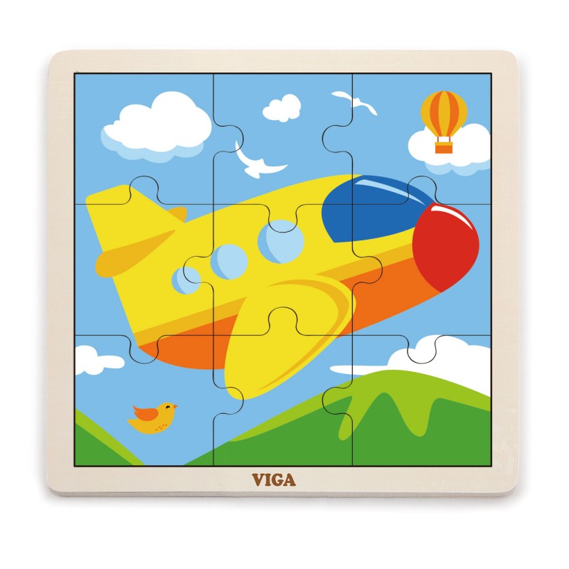 Puzzle din 9 piese mari - avion, VIGA