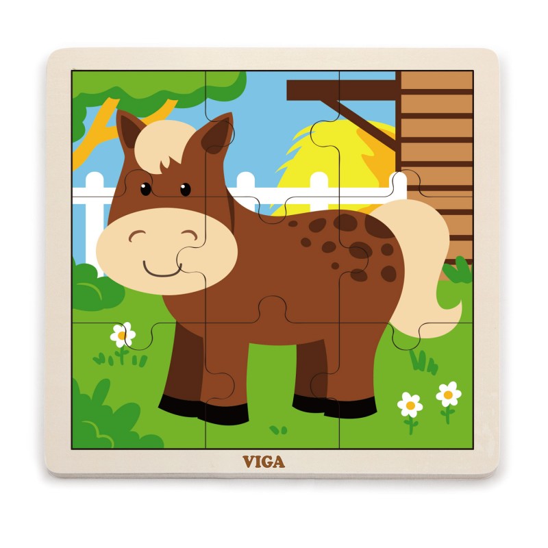 Puzzle din 9 piese mari - cal, VIGA