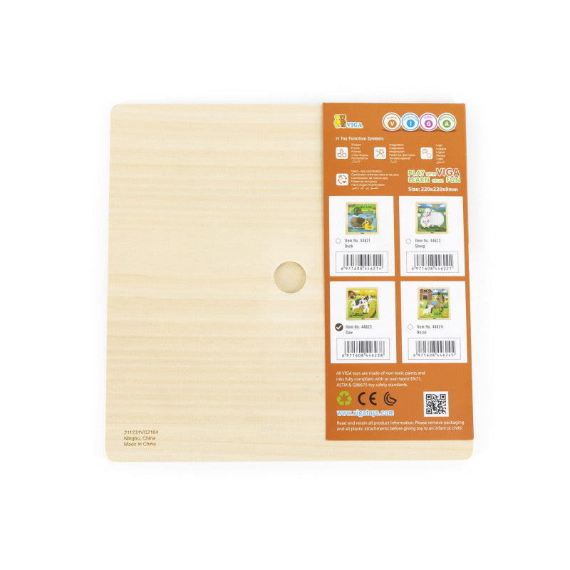 Puzzle din 9 piese mari Mama si puiul Vaca, VIGA