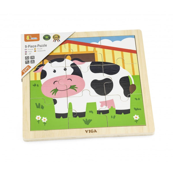 Puzzle din 9 piese mari - vaca, VIGA