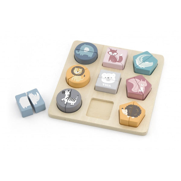Puzzle din cuburi din lemn cu animale salbatice, PolarB, VIGA