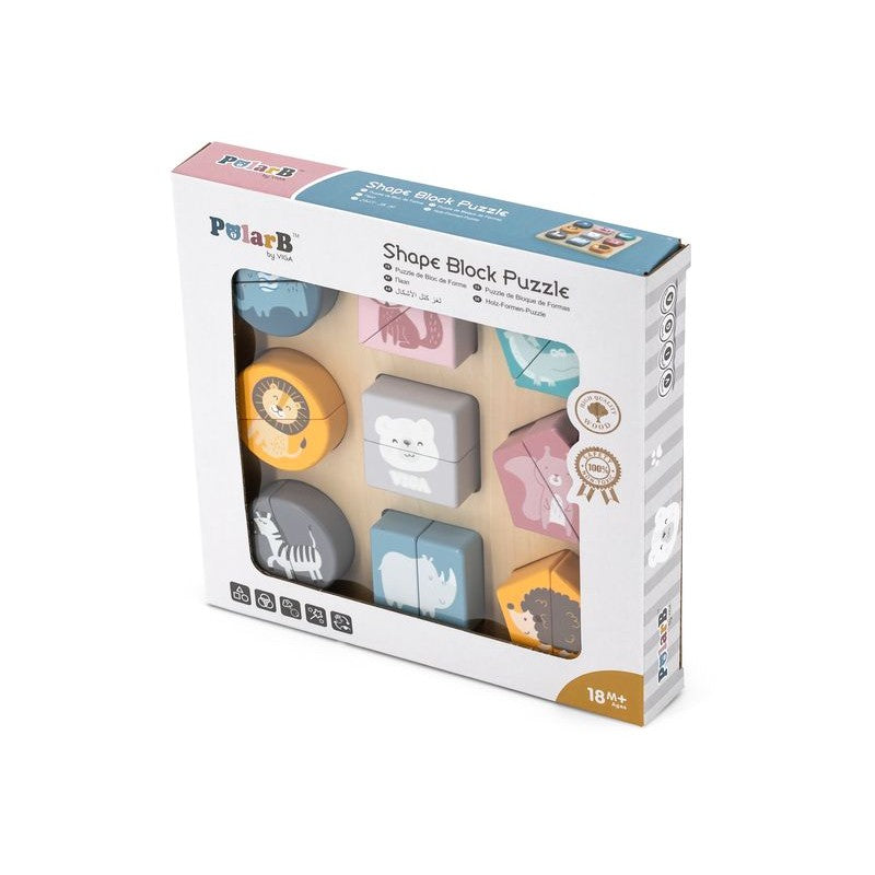 Puzzle din cuburi din lemn cu animale salbatice, PolarB, VIGA