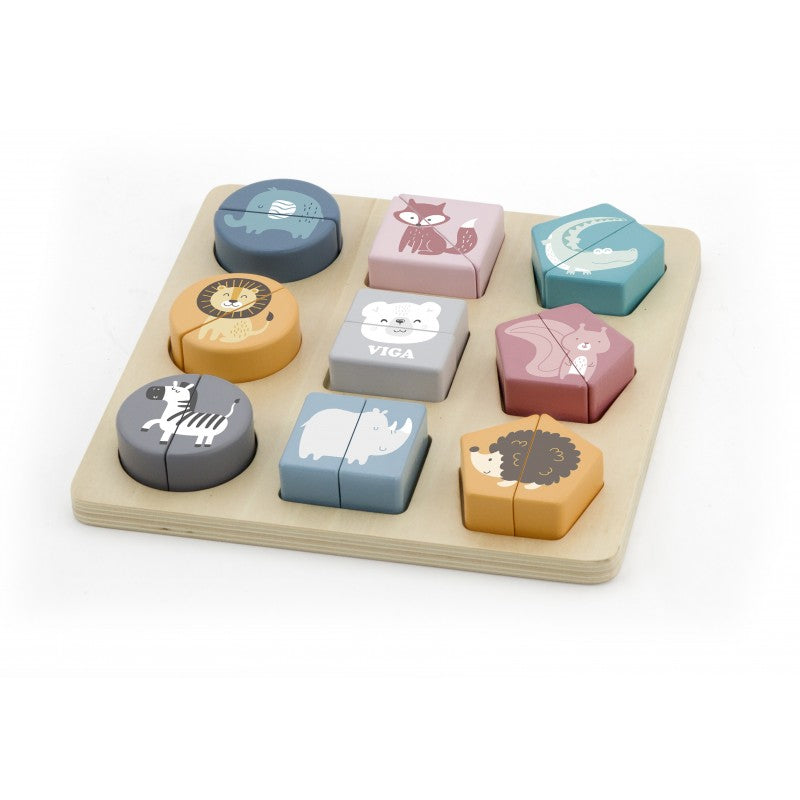 Puzzle din cuburi din lemn cu animale salbatice, PolarB, VIGA