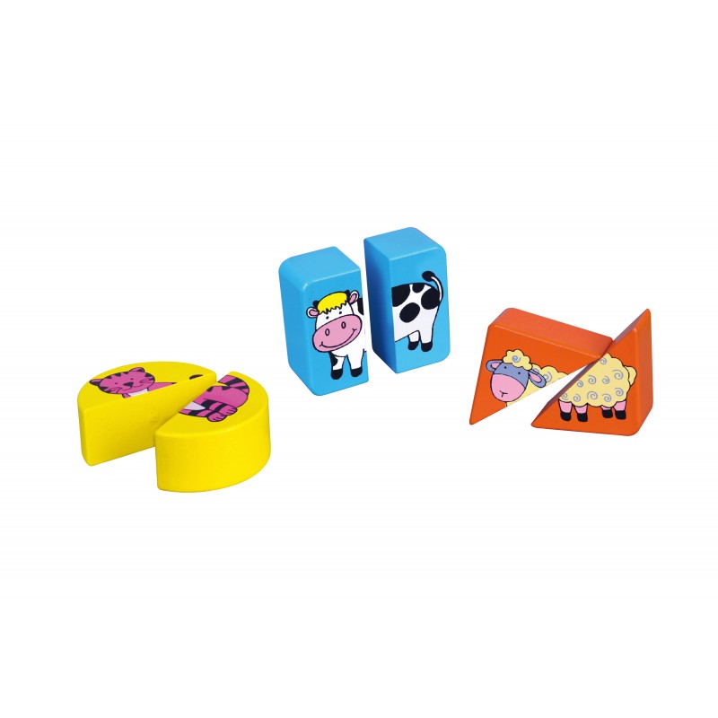 Puzzle din cuburi din lemn cu animale, VIGA