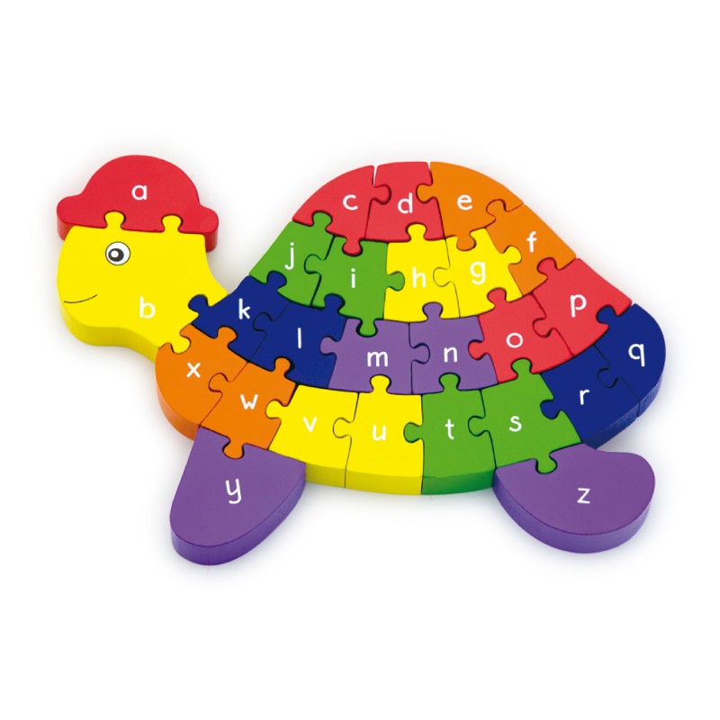 Puzzle din lemn 3D cu litere si cifre - broscuta testoasa, VIGA