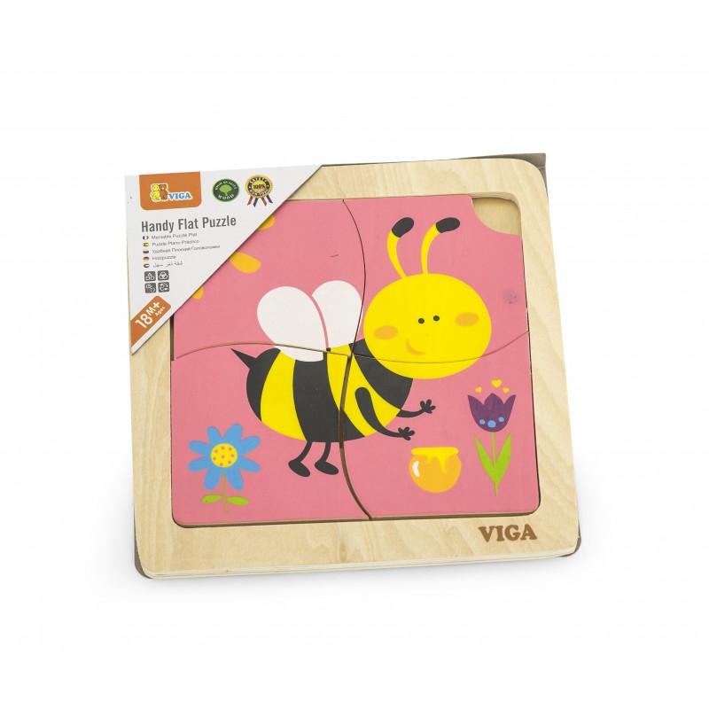 Puzzle din lemn din 4 piese mari - albina, VIGA