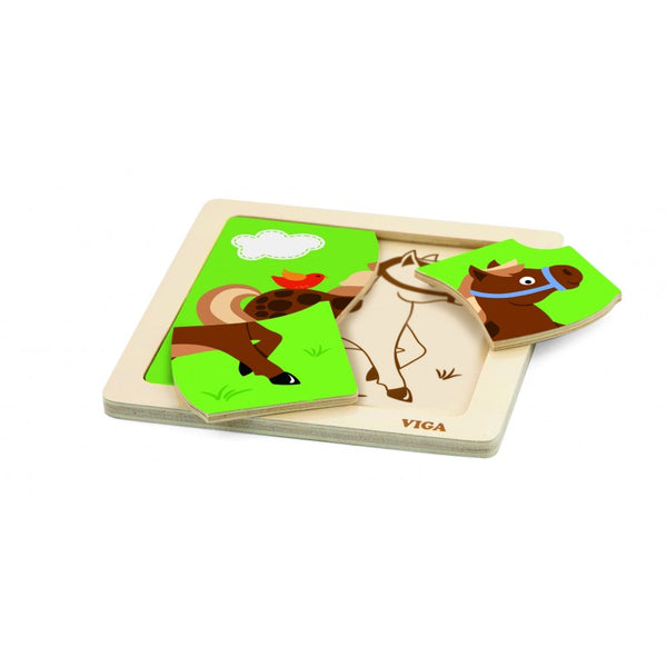 Puzzle din lemn din 4 piese mari - cal, VIGA