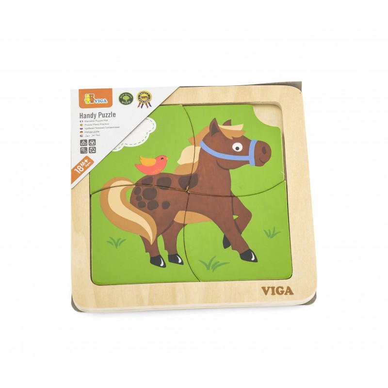 Puzzle din lemn din 4 piese mari - cal, VIGA