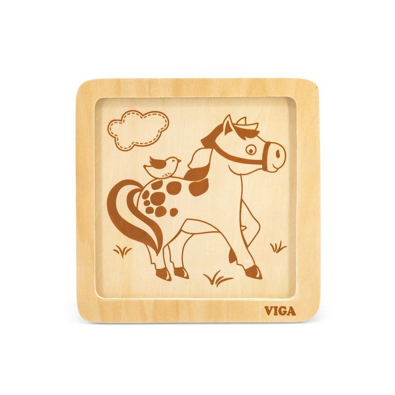 Puzzle din lemn din 4 piese mari - cal, VIGA