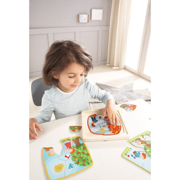 Puzzle din lemn in straturi - Anotimpurile, Haba