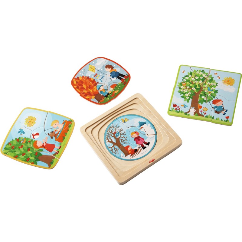 Puzzle din lemn in straturi - Anotimpurile, Haba