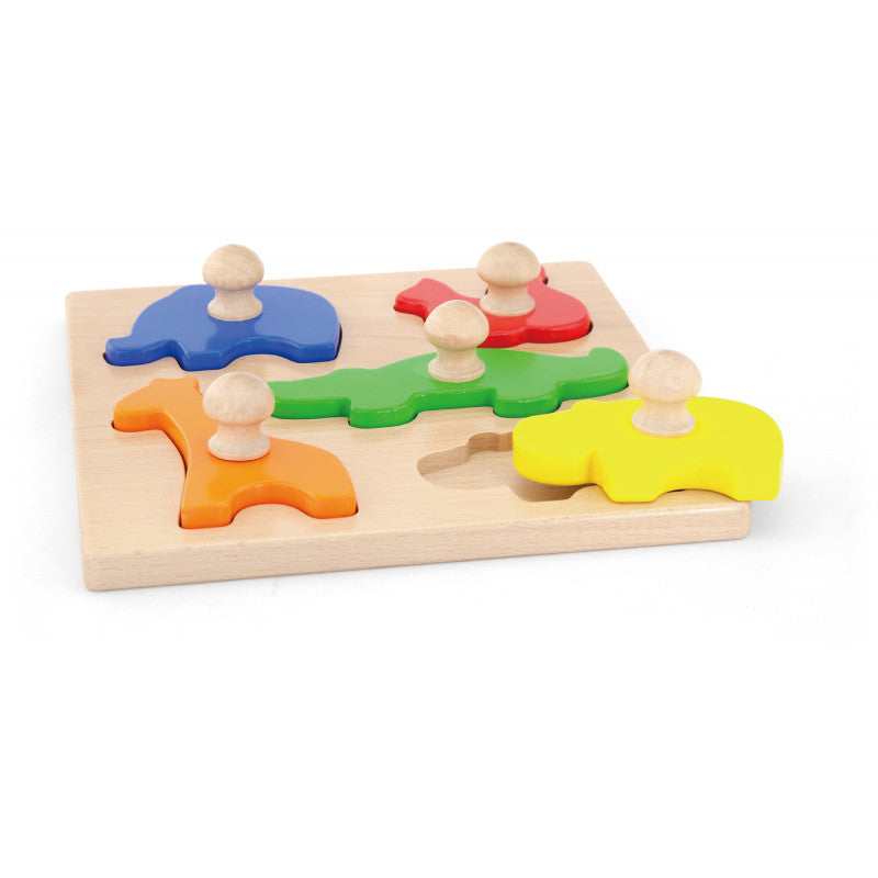 Puzzle Montessori cu maner, Animale, VIGA