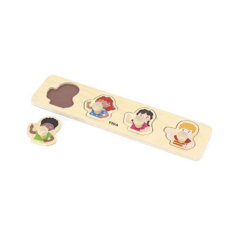 Puzzle Montessori cu maner, Culoarea pielii, VIGA