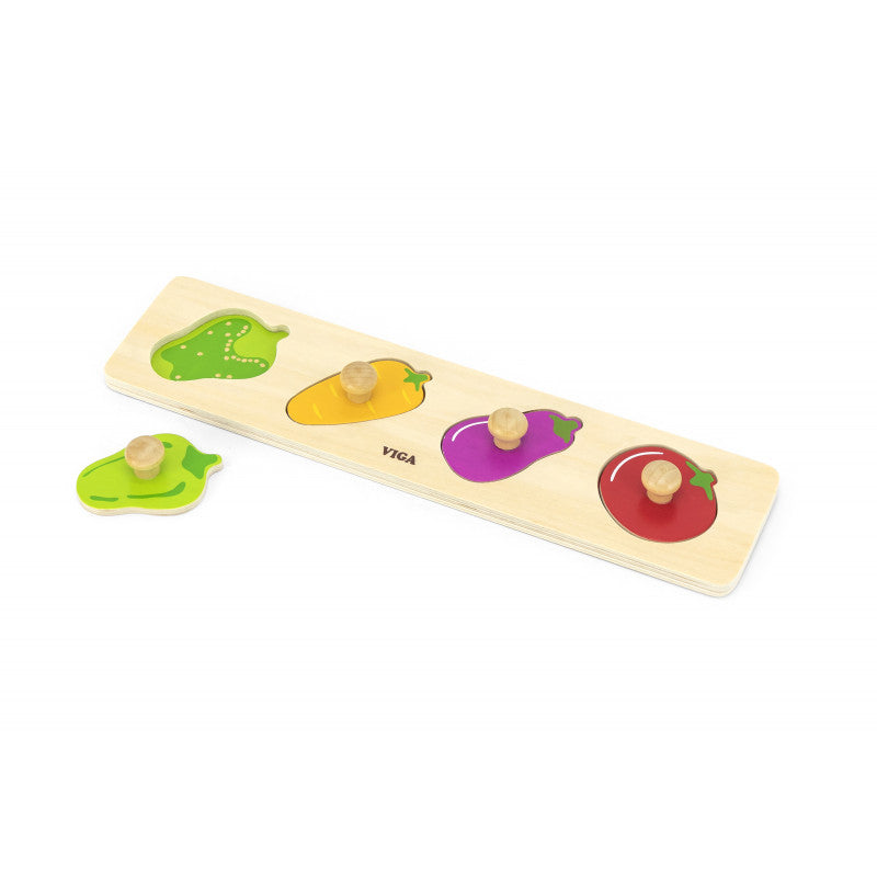 Puzzle Montessori cu maner, Legume, VIGA