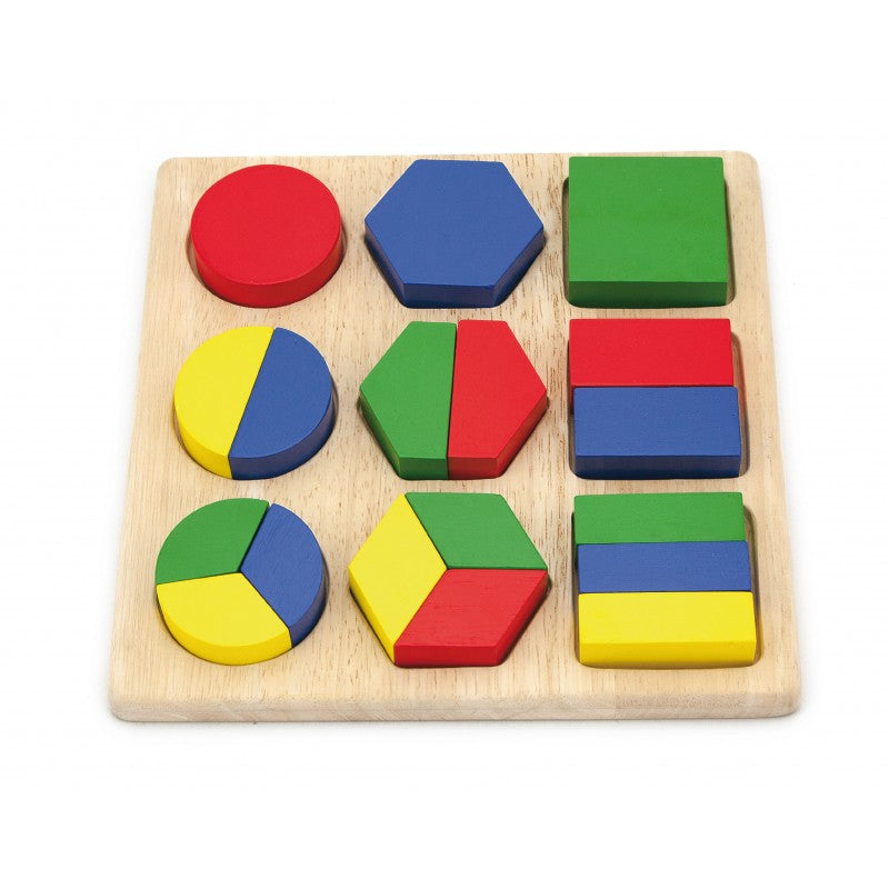 Puzzle sortator cu forme geometrice si fractii, VIGA