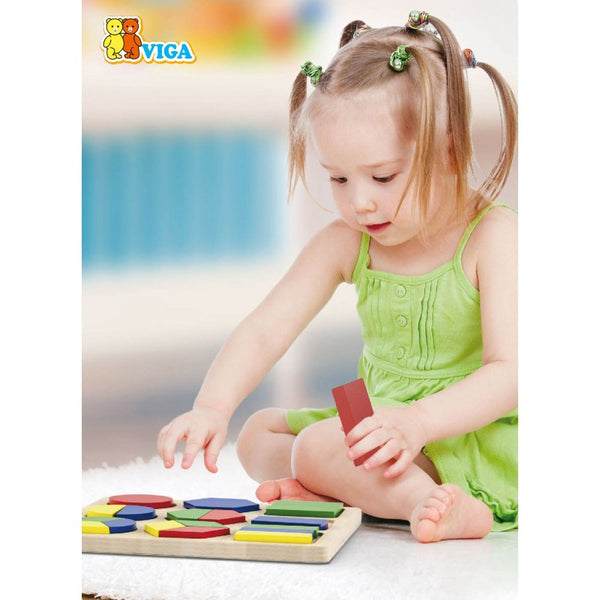 Puzzle sortator cu forme geometrice si fractii, VIGA