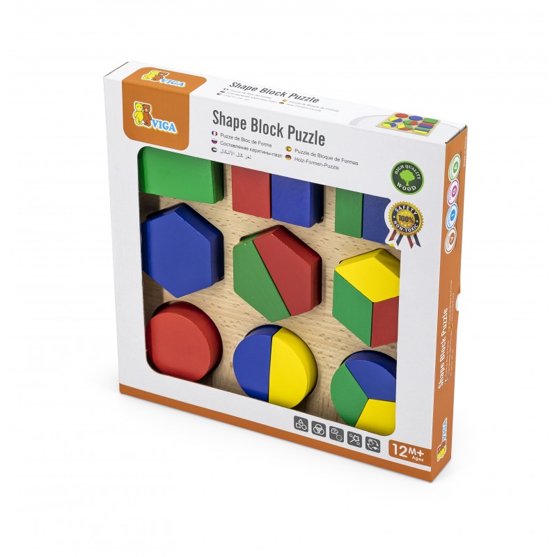 Puzzle sortator cu forme geometrice si fractii, VIGA