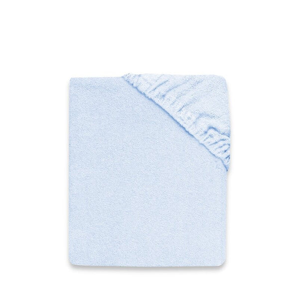 Cearceaf cu elastic pentru patut leagan sau patut co-sleeper, Dimensiune 90x40 cm, Din bumbac terry, Material certificat Oeko Tex Standard 100, Light Blue, Qmini