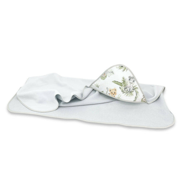 Prosop mare cu gluga, Dimensiune 100x100 cm, Din bumbac si thermo fleece, Materiale certificate Oeko Tex Standard 100, Safari, Qmini