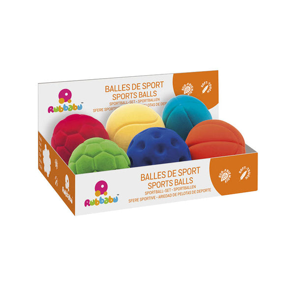 Set 6 mingiute colorate Sport din cauciuc natural, 10 cm, Rubbabu