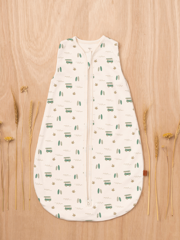 Sac de dormit din bumbac organic, 0-3 luni, model Surfboy