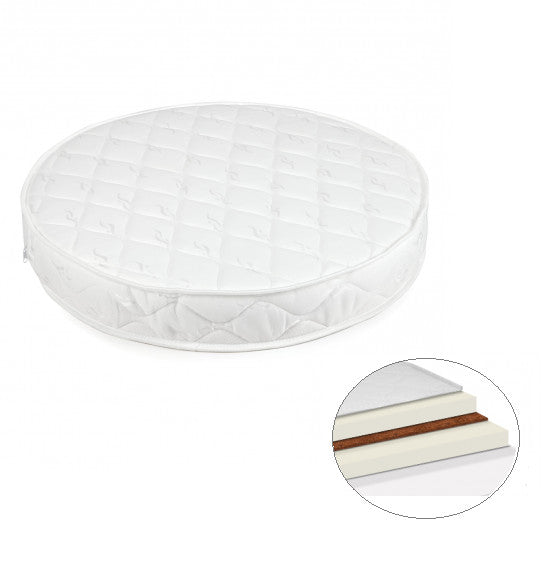 Saltea pentru patut copii, Cocos, potrivita pentru Patut Evolutiv 7in1 Oval, Mini, 73 x 73 x 10 cm, Waldin
