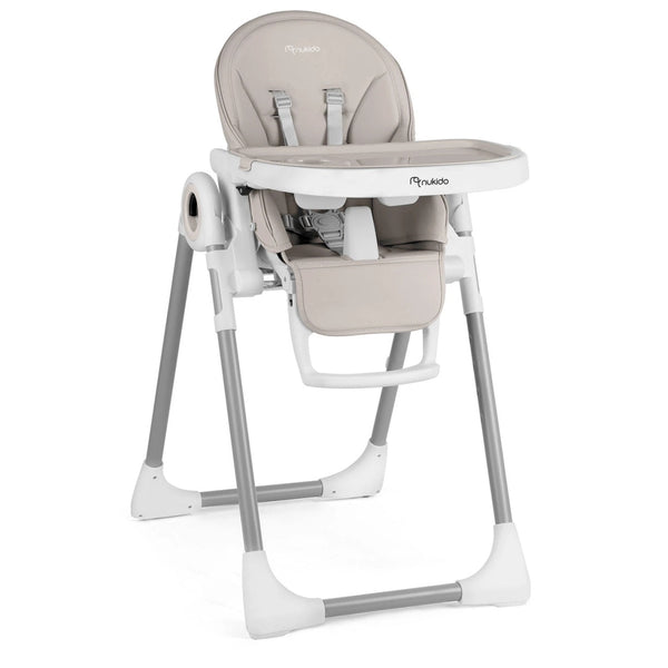 Scaun de masa reglabil, multifunctional, 3in1, pliabil, inaltime reglabila, spatar reglabil, pozitie de somn, tava detasabila, Nukido, Belo, Gri