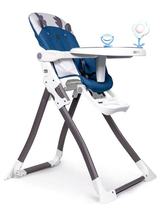 Scaun Pentru Hranire, Ecotoys, pliabil, tava reglabila si detasabila, suport pentru picioare reglabil, HC301-1904, Albastru