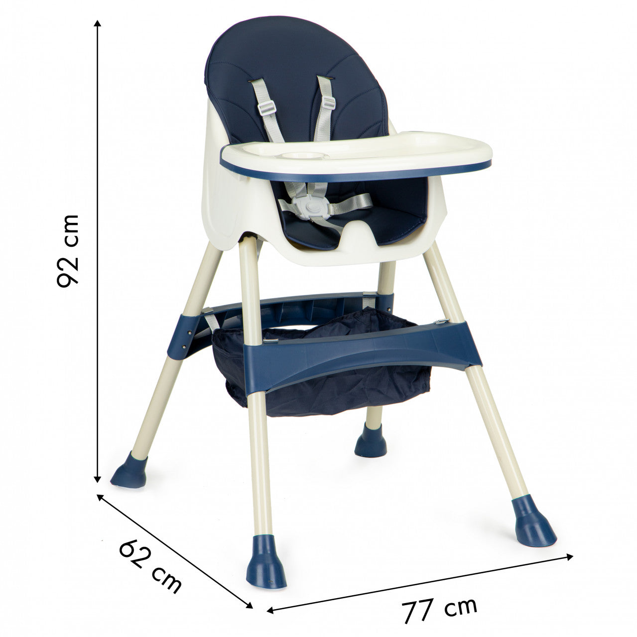 Scaun Pentru Hranire, Ecotoys, stil scandinav, tava reglabila si detasabila, cos depozitare, HC-823 Blue