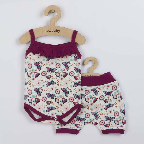 Set 2 piese pentru vara: pantaloni scurti, body cu volanas, Marime 62, Din bumbac 100%, Little Girl, New Baby