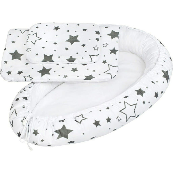 Set 3 piese, Baby Nest, Cu paturica si pernuta, Grey stars, New Baby