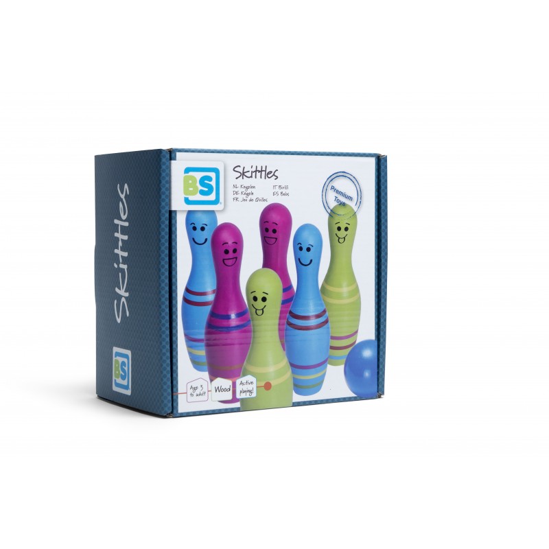 Set de bowling din lemn Skittles Jr., BS Toys