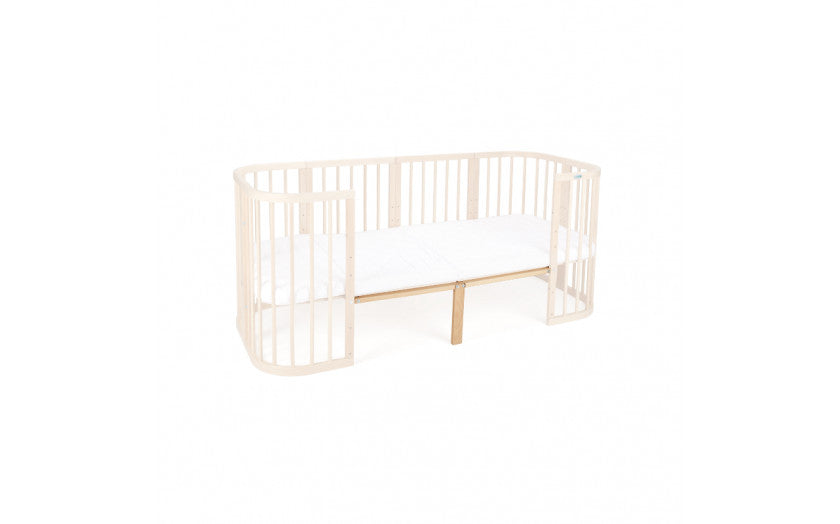 Set Extensie din lemn pentru Patut Junior Evolutiv 7in1, Rotund/Oval, Natural, cu Saltea, Waldin