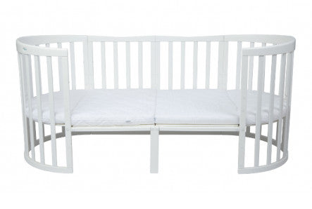Set Extensie din lemn pentru Patut Junior Evolutiv 7in1, Rotund/Oval, Alb, Waldin