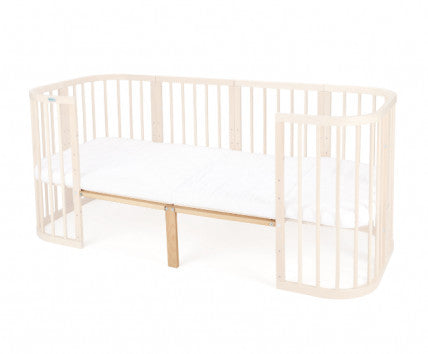 Set Extensie din lemn pentru Patut Junior Evolutiv 7in1, Rotund/Oval, Natural, cu Saltea, Waldin