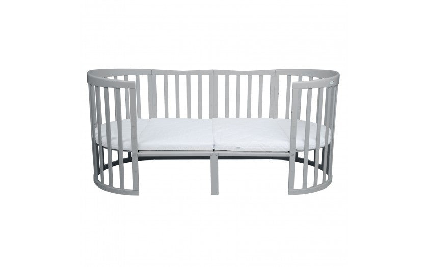 Set Extensie din lemn pentru Patut Junior Evolutiv 7in1, Rotund/Oval, Gri, Waldin