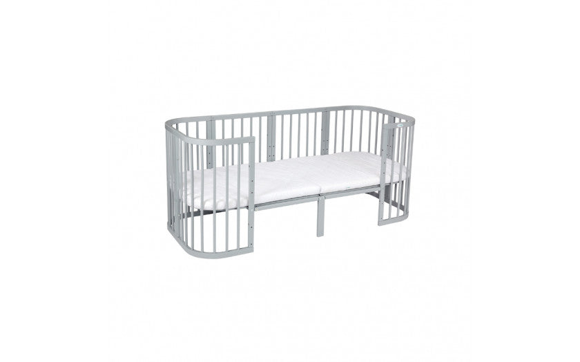 Set Extensie din lemn pentru Patut Junior Evolutiv 7in1, Rotund/Oval, Gri, Waldin
