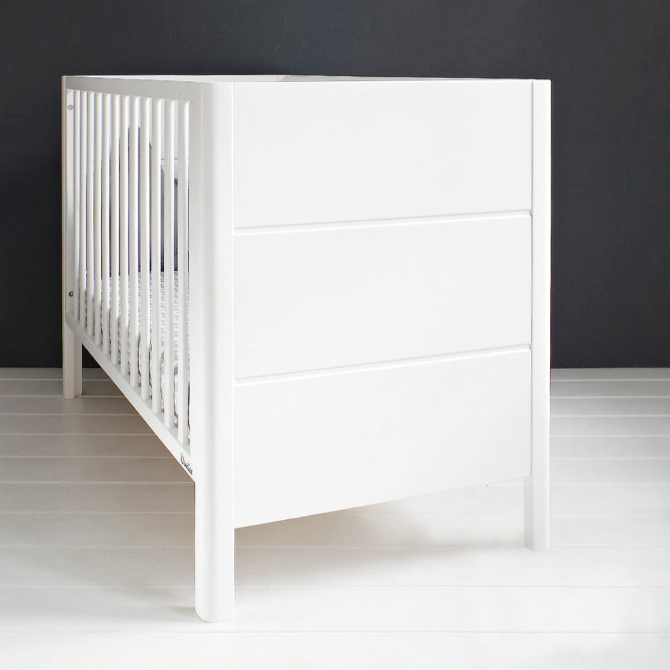 Set - Patut Bebe, 120x60 cm, din Lemn Masiv, Smooth+ Saltea copii MyKids Cocos Confort II 120x60x10 cm, Woodies Safe Dreams