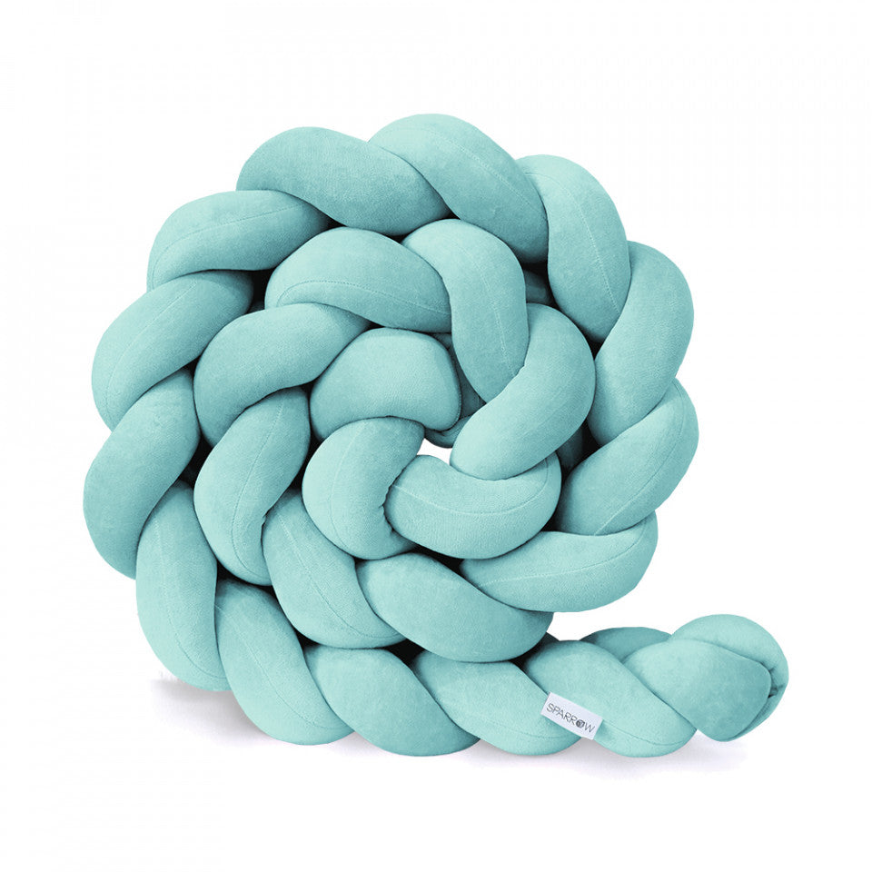 Protectie Impletita pentru Patut, 200 cm, Velvet Azure, Sparrow
