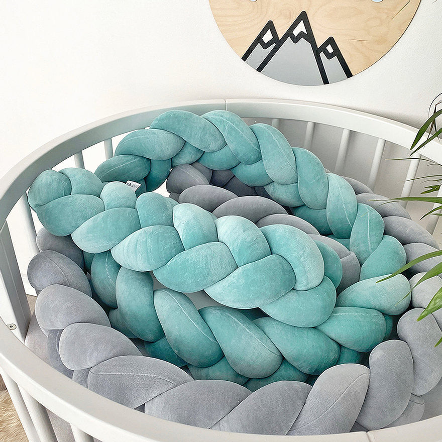 Protectie Impletita pentru Patut, 200 cm, Velvet Azure, Sparrow