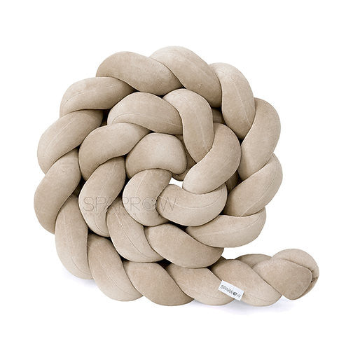 Protectie Impletita pentru Patut, 340 cm, Velvet Cappuccino, Full120 x 60 cm, Sparrow